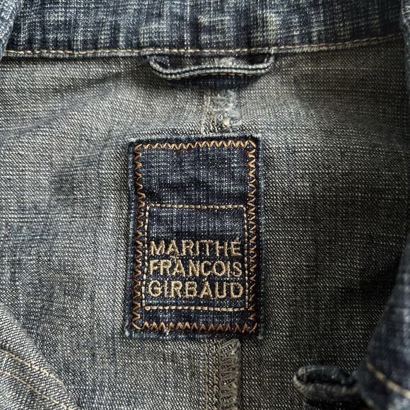 Marithe Francois Girbaud Y2K Jean Jacket Women Small Blue Denim Logo Trucker VTG - Picture 11 of 14